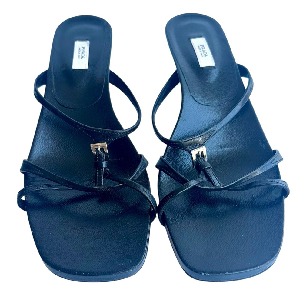 EDIT: SOLD Prada Black Vintage 90s Kitten Heels size 39 Buckle Detail